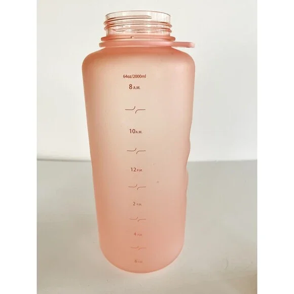 Hydracy Water Bottle with Time Marker -Large BPA Rose Gold 64 oz - Picture 4 of 10